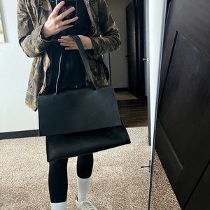 Large Black Italian Leather Elegant Tote